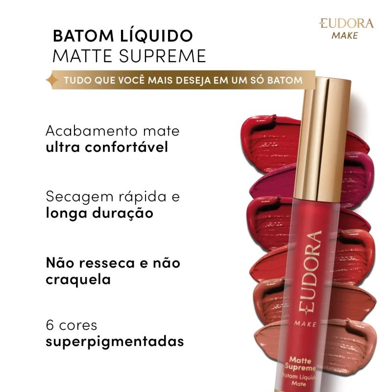 BATOM L�QUIDO MATTE SUPREME VERMELHO �MBAR 4,0ML
