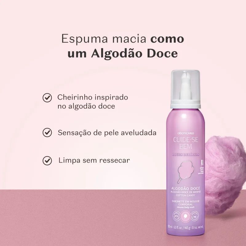 SABONETE EM MOUSSE CORPORAL CUIDE-SE BEM DOCES DEL�RIOS ALGOD�O DOCE 150ML