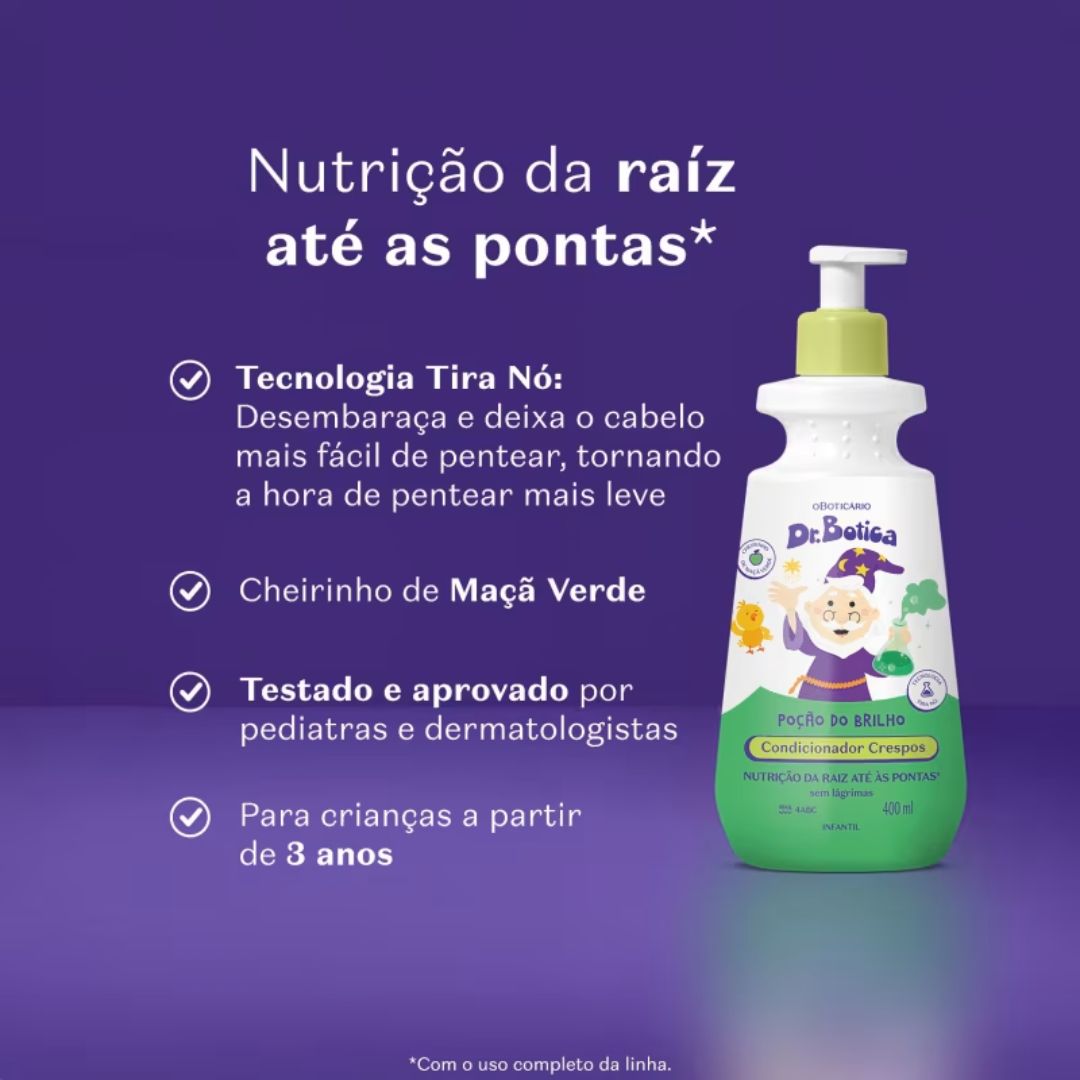CONDICIONADOR INFANTIL CABELOS CRESPOS 4 ABC DR.BOTICA PO��O DO BRILHO 400ML
