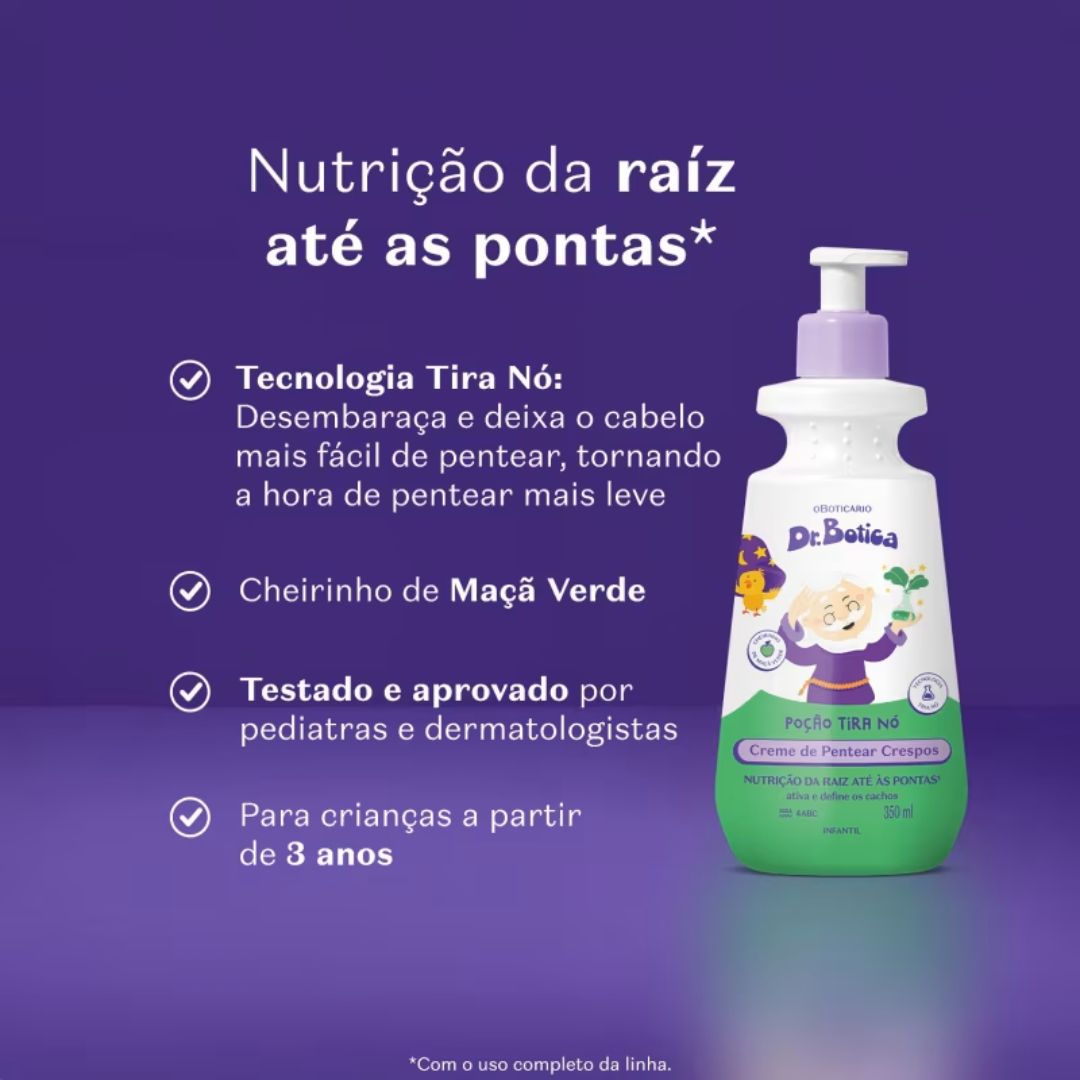 CREME PARA PENTEAR INFANTIL CABELOS CRESPOS 4 ABC DR.BOTICA PO��O TIRA N� 350ML