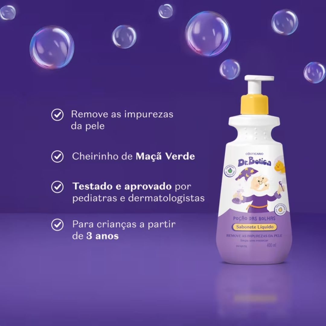 SABONETE L�QUIDO INFANTIL DR. BOTICA PO��O DAS BOLHAS 400ML