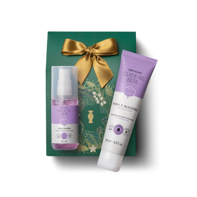 KIT PRESENTE CUIDE-SE BEM ROSA E ALGOD�O (2 ITENS)