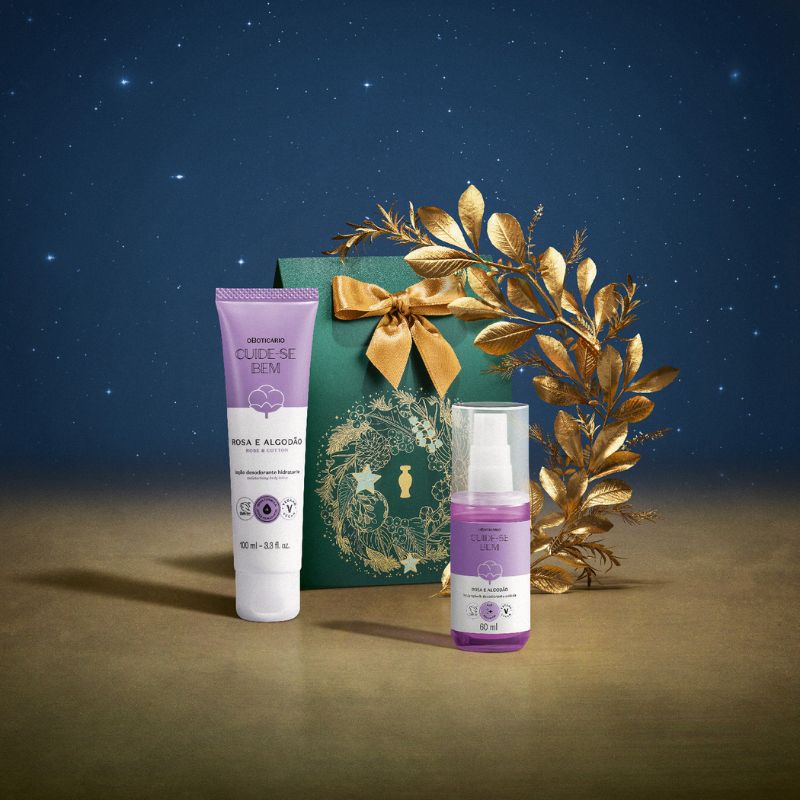 KIT PRESENTE CUIDE-SE BEM ROSA E ALGOD�O (2 ITENS)