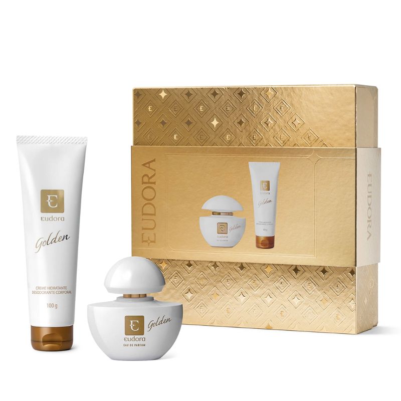 KIT PRESENTE GOLDEN: EAU DE PARFUM 35ML   CREME HIDRATANTE DESODORANTE CORPORAL 100G
